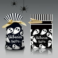 Anvazise Хелоуин бонбони чанти за теглене на тиква с тиквен принт многофункционална дантелена опаковка за опаковъчни чанти за Хелоуин Стил C