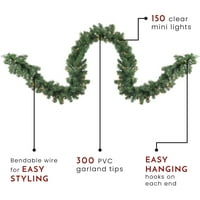 Northlight 9 '18 Prelit Deluxe Windsor Green Pine Christmas Garland - Clear Lights