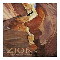 Национален парк Zion, каньонеринг сцена, предизвикателен пъзел за възрастни и семейство, направен в САЩ