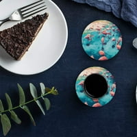 Кактус комплект от кръгло влакче за напитки, абсорбиращ керамичен каменни камъни чаша постелка с коркова основа за домашна кухня стая за кафе бар декор