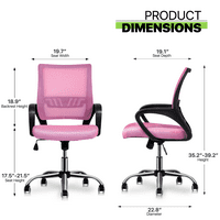 Magshion Mid Back Office стол и Protect Floor Mat, Mesh Swivel Computer Desk Seat, Pink