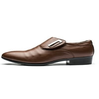 Welliumy Mens Oxfords Официални рокли Обувки Плъзгане на кожени обувки Учебни мокасини Office Anti-Slip Business Brown 7.5