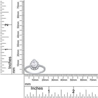 Карат лаборатория създаде Moissanite Diamond Pear във формата на ореол сватбен пръстен за дамски в 18K бяло злато, покрито стерлинги Сребро-G-H Clarity- VVS1, бижута за подарък за момичета, размер-7,5
