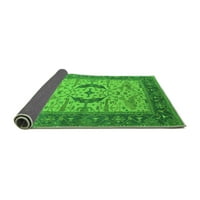 Ahgly Company Indoor Round Oriental Green Industrial Area Rugs, 7 'Round