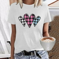 Тениска с дрехи Женски мода Свети Валентин Ден на късо ръкав Екипаж Горна тениска блуза блуза