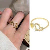 Пръстени за мъже момичета жени двойна любов пръстен женски лек дизайн Моден пръстен личност просто сърце с форма на сърце