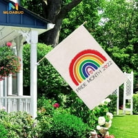 Любовта печели Rainbow Garden Flag Вертикална двустранна гордост Гей гордост лесбийки ЛГБТ, пансексуален блъпващ флаг двор на открито декорация