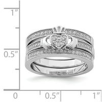 Стерлинг сребро полиран родий-поставен PAV∩┐╜ трио комплект пръстени Размер: 6; за възрастни и тийнейджъри; За жени и мъже