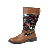 Tenmi Women Comfort Mid-Calf Boots Walking Floral Print Небрежни зимни обувки кафяви цветя 5