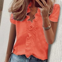 Дамски върхове с къс ръкав ежедневна блуза графични отпечатъци дами модни кокошки летни туники върхове оранжеви 2xl