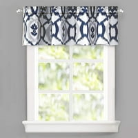 Driftaway Evelyn Ikat Fleur Floral Patcher Window Curtain Valance от тъмно синьо