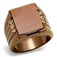 Луксозен бижута дизайн от неръждаема стомана Мъжки пръстен със сиам полуобитен златен пясък - размер 9