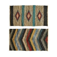 Creative Co-op Multicolor 5 'Кожена и юта Чинди килим