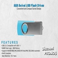 Въртящ се USB флаш устройства пакет, 8GB - размер на джоба, дълго задържане на данни - Aqua