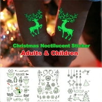 Коледни подаръци ， чаршафи светещи коледни татуировки Стикери Водоустойчиви карикатури на снежинка Коледа
