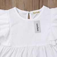 Puloru Baby Girls Summer Clothes Set Leeles Ruffle Tops+Pearl Denim Pants