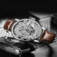 Мъжки часовник с хронографски дисплей и истинска кожа или лента от неръждаема стомана ， Бизнес часовници