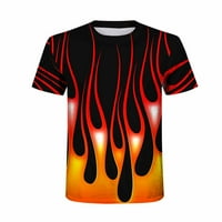 Мъжки ежедневна риза блуза плюс размер мода 3d пламък модел печат с къс ръкав екипаж