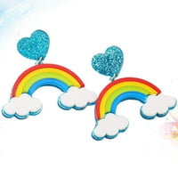 Чифт обеци от дъга цветни смешни любящи сърдечни уши висулки декоративни обеци за жена