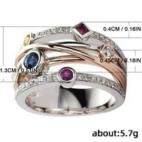 Yinguo Великолепни жени цветни медни пръстени бижута Размер 6- Красиви бижута с пръстен
