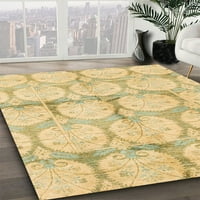 Ahgly Company Indoor Round Abstract Gold Oriental Area Rugs, 8 'Round