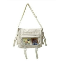Diamond Harajuku Небрежен урок за чанти за кръстосани чанти Студенти жени торбички за рамо, бяло
