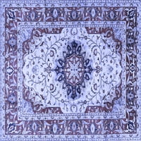 Ahgly Company Indoor Rectangle Medallion Blue Traditional Area Rugs, 7 '10'