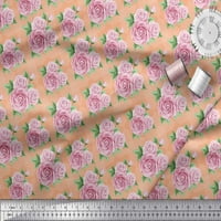 Проверка на тъканите, листа и розова флорална отпечатана тъкан от Soimoi Crepe