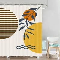 Средата на века бохо есен душ завеса есен изгоря оранжево слънце геометрична дъга баня абстракт залез модерен плат за тъкани