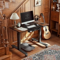 Електрическо стоящо бюро с тавичка с молив, сплайс дъска в еспресо и черно покритие, 48