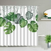 Тропични зелени растения серия Palm Leaf White Flower душ завеси водоустойчиви кубически завеса за баня модна домашна вана декор