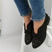 Дамски обувки етнически стил малки кожени обувки кухи дишащи ретро мокасиди единични обувки ежедневни обувки, черни