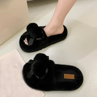 DMQUPV Девет чехли за жени Mop сгъстени плюшени за износване на открито и вътрешни домакински чехли жени размити обувки черни 7