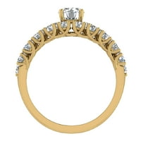 Комплект за сватбен пръстен с кръгла диамант 2. CTW 14K злато