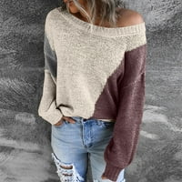 Разчистване пуловери зимни жени ежедневни пуловер блуза с дълъг ръкав пачуърк върхове пуловер пуловер