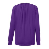 Женски моден масивен цвят пуловер с дълъг ръкав о-маскират върхове s уютно монтирано плюс размер есенни блузи ризи риза