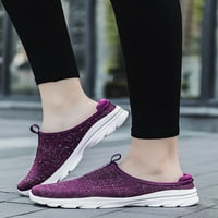 Женски Mules Shoes Slip на маратонки Платс Платформа Лека дишаща дишаща обувки за неплъзгащи се пешеходни обувки Purple 8.5