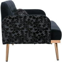 55 Стол за диван на кадифе, модерен диван за любовни седалки със златни метални крака, диван за хол с туфирана облегалка