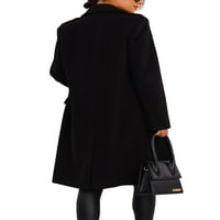 Zodanni дамски вълнен граен палто с дълъг ръкав тренч палта Notch калпани палта средната дължина жилетка зима sturey черно 3xl