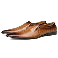 Tenmi Mens Oxfords Business Ression Shoes Квадратни пръсти хляба приплъзване на обувки мъже лъскави леки лофери кафяви 10.5