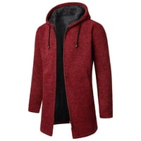 Kpoplk Mens Cardigan Knit Full-цип пуловер тънък прилепнал ежедневен плетен пуловерно яке палто outwear червено, 3xl