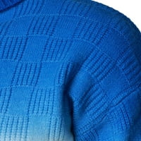 Ketyyh-chn Men's Fall Sweater с дълъг ръкав плетен пуловер топъл пуловер пуловер синьо, xl