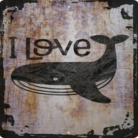 Знак за стена обичам китове силует сладък бозайник морска вода Декоративно изкуство декор за стена забавен подарък