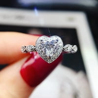 Ярка любов цирконов пръстен кръг бял камък бижута модни бижута ангажирани пръстени пръстени сребро