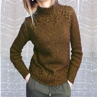 Обезпокояван женски класически леки костенурки пуловер пуловер женски жени дълъг ръкав твърд цвят половин висок яка топ ежедневни плетени пуловери khaki xxl