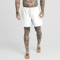 Тренировъчни шорти мъжки многофункционални минутни панталони солидни цветове плажни спортни фитнес шорти бяло