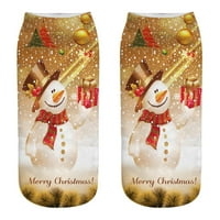 Guvpev Удобни коледни памучни чорапи Чорапи с къси печат Глезени Чорапи Коледни костюми - Многоцветни K