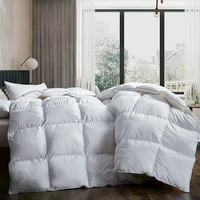 Луксозен гъски перо надолу Утешител King Size All Season - Средна топлина бяла одеяла със мека памучна покривка, ъглова раздели, ъглови раздели