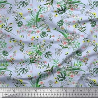 Soimoi Grey Polyester Crepe Leaves Leaves, Berries & Clematis Floral Fabric щампи по двор широк