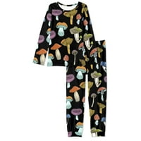 Renewold Wild гъби печат Нощни дрехи Основи Женски уютен плътно прилепване на тъкани Пижама Комплект дълги ръкав Тий пижами върхове и панталони ежедневни салони с размери XL